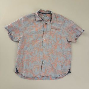Light Blue Pink Palm Print Tommy Bahama SS XL Men’s Button Shirt Short Sleeve XL
